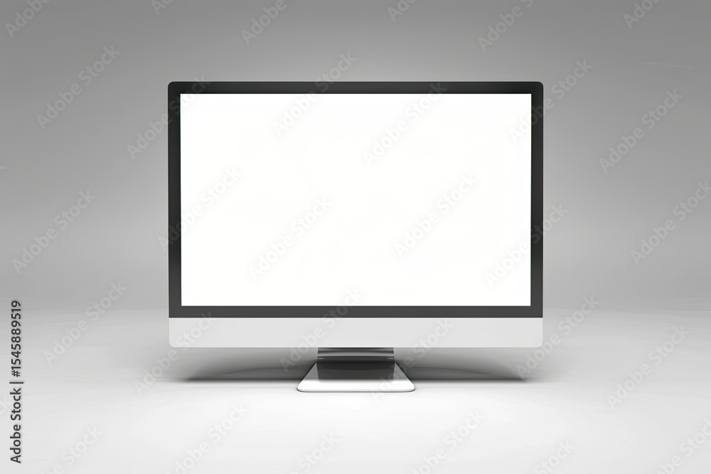 Fototapete flawless visual of a white computer monitor with a white screen that says the word on it