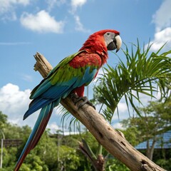 Fototapeta premium Vibrant Parrots: Colorful Birds of the Tropical Rainforest