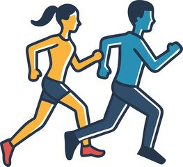 Man and Woman Running Together – Fitness Motivation, Healthy Lifestyle, and Outdoor Exercise Illustration

