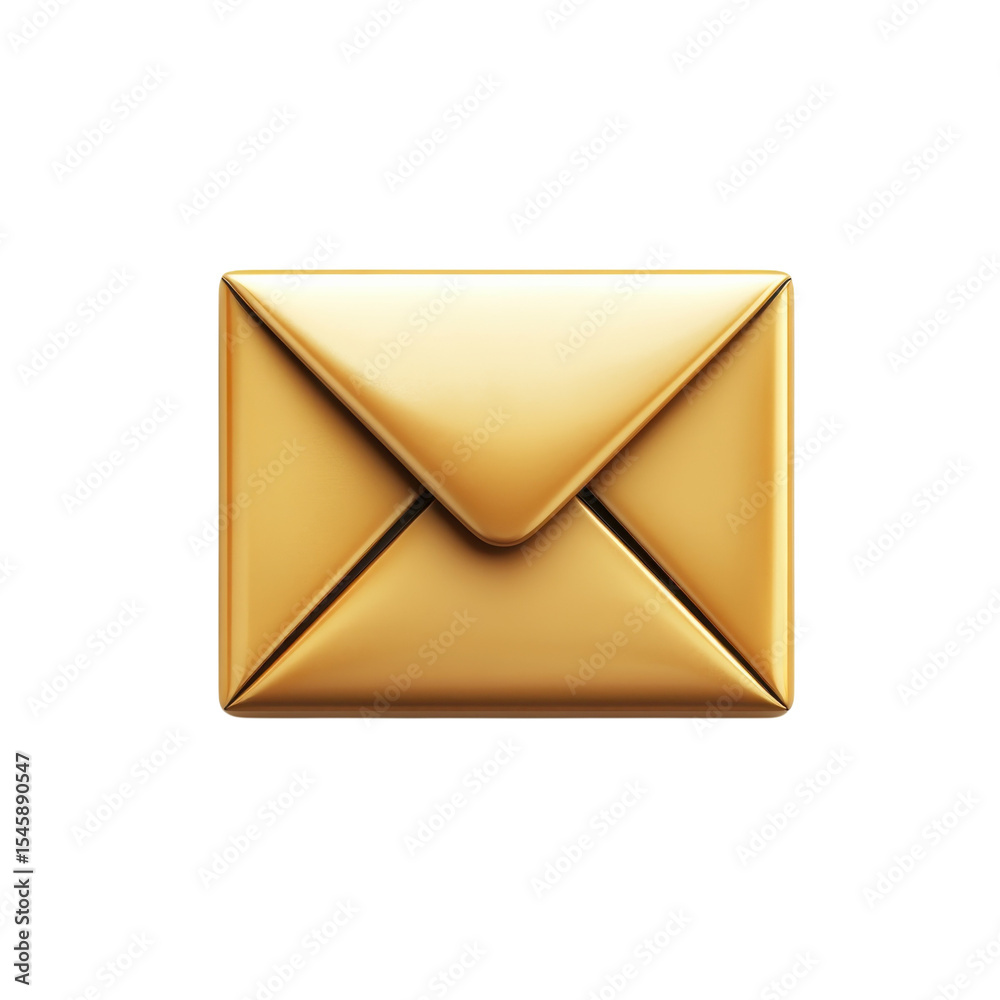 Fototapete golden email letter icon 3d rendering digital correspondence communication on transparent background