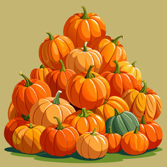 Pile of Pumpkins in Different Sizes – Autumn Harvest, Seasonal Decoration, and Fall Festival Illustration