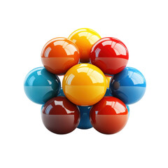 Glossy Balls Geometric sphere arrangement on dark backdrop with vibrant on transparent background