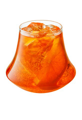 glass of cold aperol spritz cocktail isolated on white