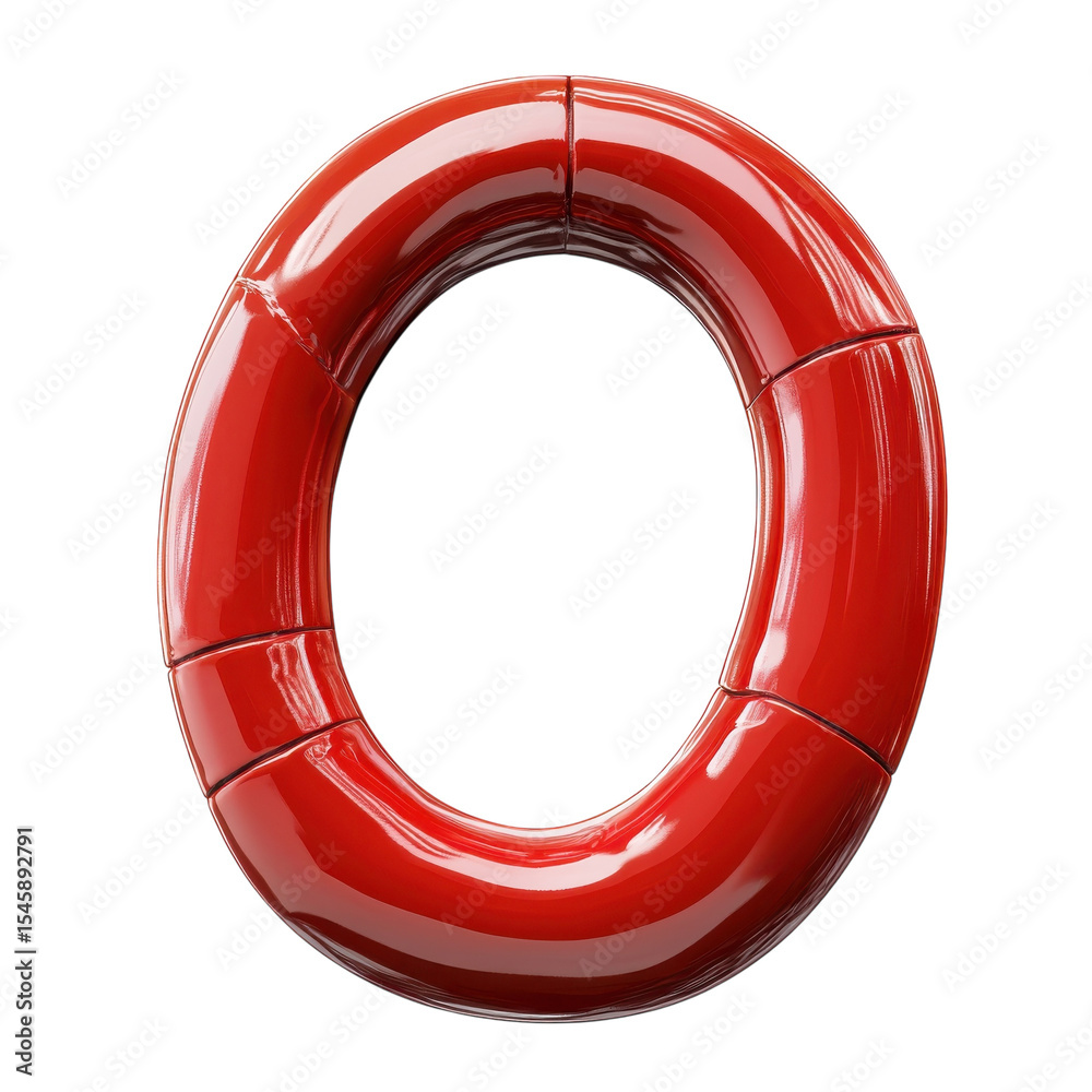 Poster Red Circular Structure 3D Object on Black Background Modern Design Element on transparent background