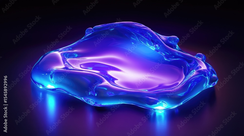 Fototapete Luminous liquid orb designed with sleek abstract gradients transitioning from deep blue to purple floating in a futuristic digital scene