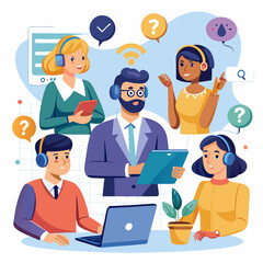 Proactive Problem Solving – Customer Service, Fast Solutions, and Support Team Illustration