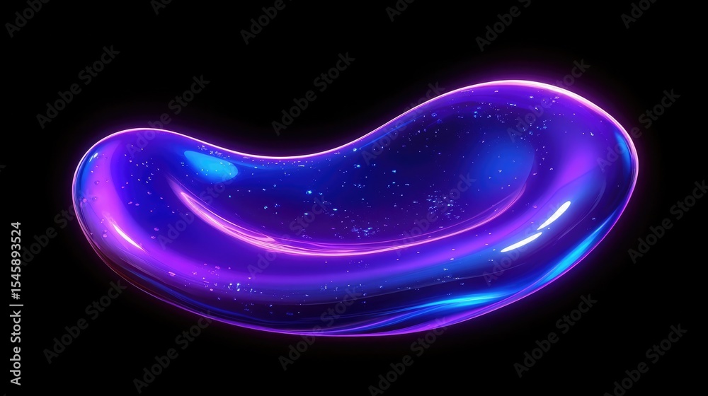 Fototapete Smooth and glossy liquid shape in a floating futuristic style featuring luminous blue to purple gradients with abstract digital elegance