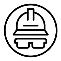 Safety Helmet Icon Vector Line Icon Design