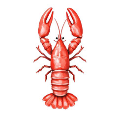 Vibrant Illustration of a Red Lobster Against a Black Background