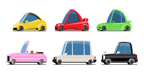 Luxury car vehicles set cartoon illustration . Flat design . Isolate on white background . Vector .