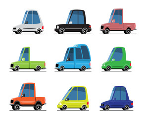 Personal Cars vehicles set cartoon illustration . Flat design . Isolate on white background . Vector .
