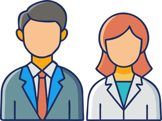 Male and Female Business Executives – Professional Teamwork, Corporate Leadership, and Office Collaboration Illustration