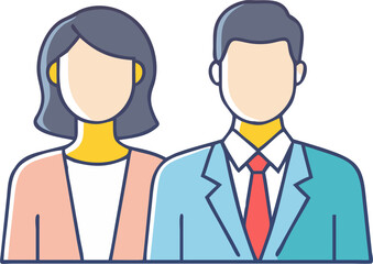 Male and Female Business Executives – Professional Teamwork, Corporate Leadership, and Office Collaboration Illustration