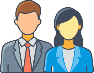 Male and Female Business Executives – Professional Teamwork, Corporate Leadership, and Office Collaboration Illustration