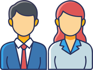 Male and Female Business Executives – Professional Teamwork, Corporate Leadership, and Office Collaboration Illustration