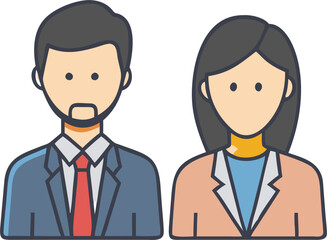 Male and Female Business Executives – Professional Teamwork, Corporate Leadership, and Office Collaboration Illustration