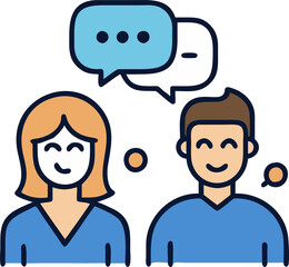 Man and Woman in a Group Chat Illustration Representing Online Communication, Social Interaction, and Digital Networking