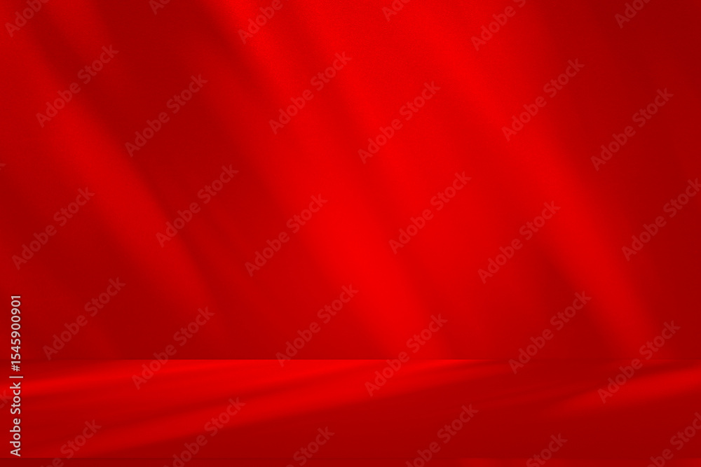 Poster Wall interior background, studio and backdrops show products.with shadow from window color Red background for text insertion and presentation product	