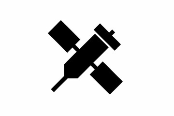 Modern Black Satellite Icon Pack for Space Exploration and Communication Art