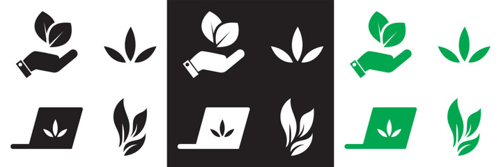 Environment icons set. icon for plants, insects, animals, and more.  Vector illustration. EPS 10