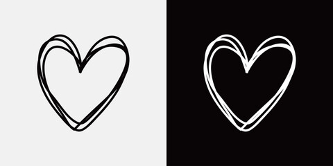 ハートの手描きイラスト　手書き・落書き風あしらい飾りアイコンセット　