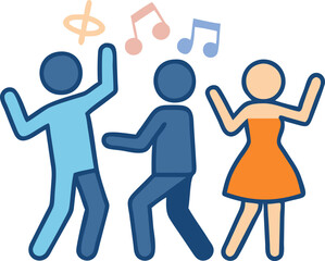 People Dancing at a Social Event Illustration Representing Celebration, Joy, and Community Gathering
