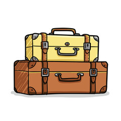 Vintage Luggage Stack: Stacked baggage illustration, showcasing suitcases and travel bags. Perfect for wanderlust, adventure, vacation themes and travel related projects.
