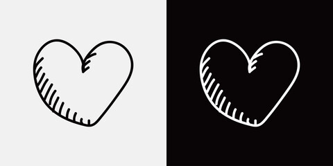 ハートの手描きイラスト　手書き・落書き風あしらい飾りアイコンセット　