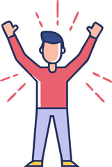 Person with Arms Raised in Celebration Illustration Representing Joy, Victory, and Emotional Triumph

