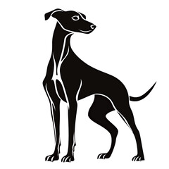 Obraz premium Stylized black dog silhouette in a proud pose against a white background.