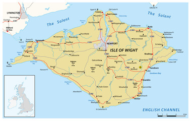 Fototapeta premium Road map of Isle of Wight, UK
