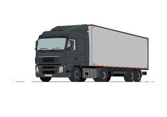 Modern Semi Truck with Cargo Trailer Illustration