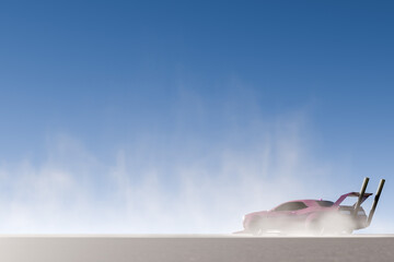 ピンク色の改造車でドーナツターンとドリフトするイメージ
