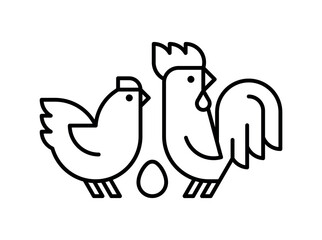Farm animals logo Rooster and chicken. Icon design. Template elements
