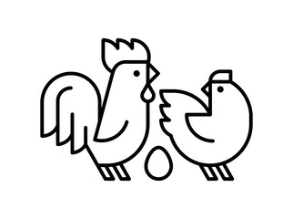 Farm animals logo Rooster and chicken. Icon design. Template elements