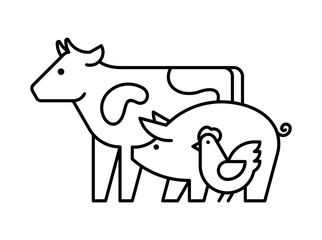 Farm animals logo Cow, Pig and Chicken. Icon design. Template elements