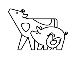 Farm animals logo Cow, Pig and Chicken. Icon design. Template elements