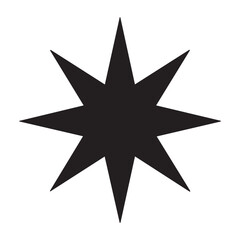 Fototapeta premium Eight pointed star shape black icon graphic