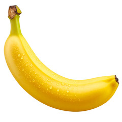  “Ripe Banana with Fresh Water Droplets on Peel, Transparent PNG”.