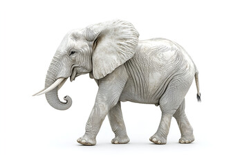 Obraz premium Elephant isolated on a white background, a large wild mammal with a trunk and tusks