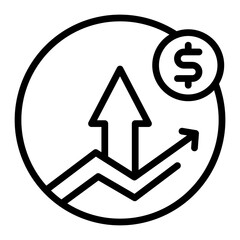 Sales Increase Vector Line Icon Design