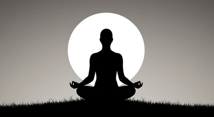 Meditating Silhouette Against Moon