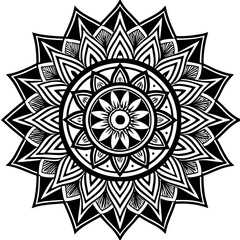 Intricate Mandala Design Featuring Symmetrical Patterns and Spiritual Geometry for Meditation, Art, and Decoration

