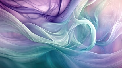 Soft pastel hues of mint lilac and purple swirl gently in a smooth flowing pattern of dreamy abstract painted textures