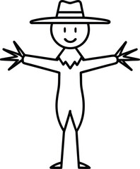 Simple Scarecrow Line Art Vector – Minimal Farm Character Illustration for Autumn Designs