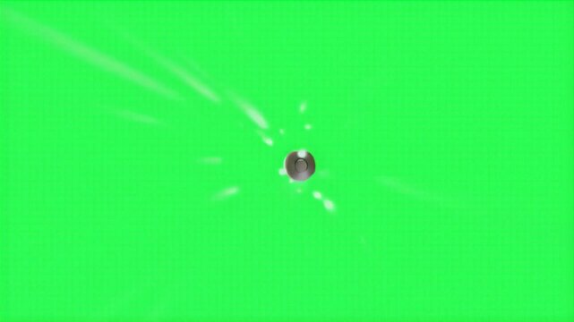 Shot of a bullet flying through the air with a smoke trail.
