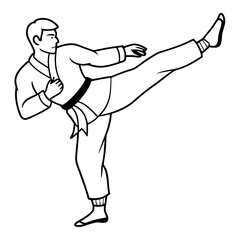 Martial Artist Performing a Kick Illustration Representing Strength, Discipline, and Dynamic Movement
