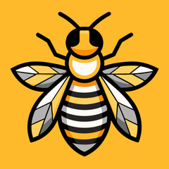 Minimalist Bee with Bold Lines Illustration Representing Nature, Pollination, and Modern Graphic Design
