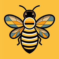Minimalist Bee with Bold Lines Illustration Representing Nature, Pollination, and Modern Graphic Design
