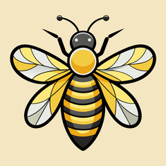 Minimalist Bee with Bold Lines Illustration Representing Nature, Pollination, and Modern Graphic Design
